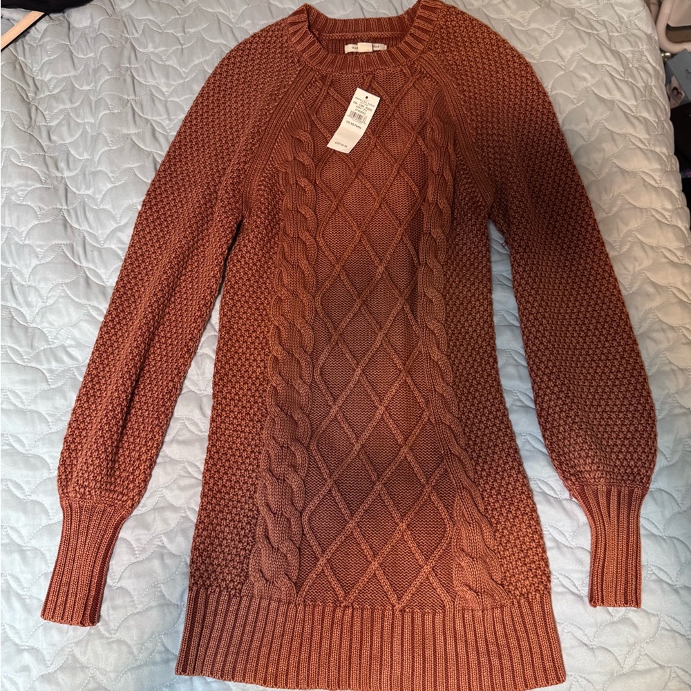 NWT American Eagle Brown Cable Knit Sweater Dress